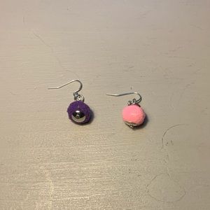 super cute mismatched pink and purple earrings!
